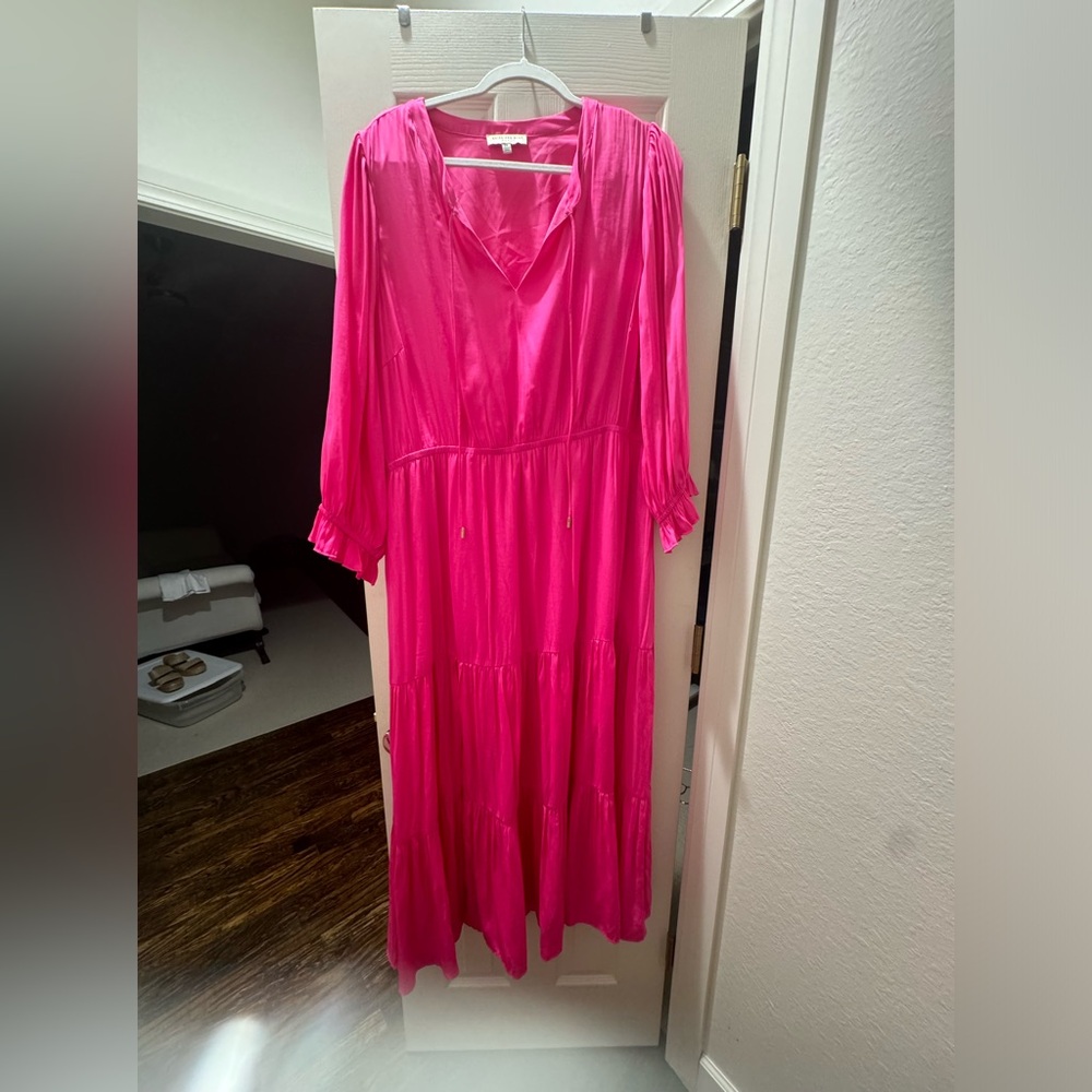 Silky pink maxi dress
